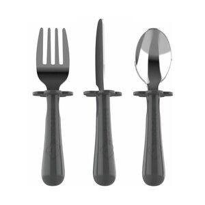 New Grabease Toddler Utensils Silverware Set in Grey/Silver